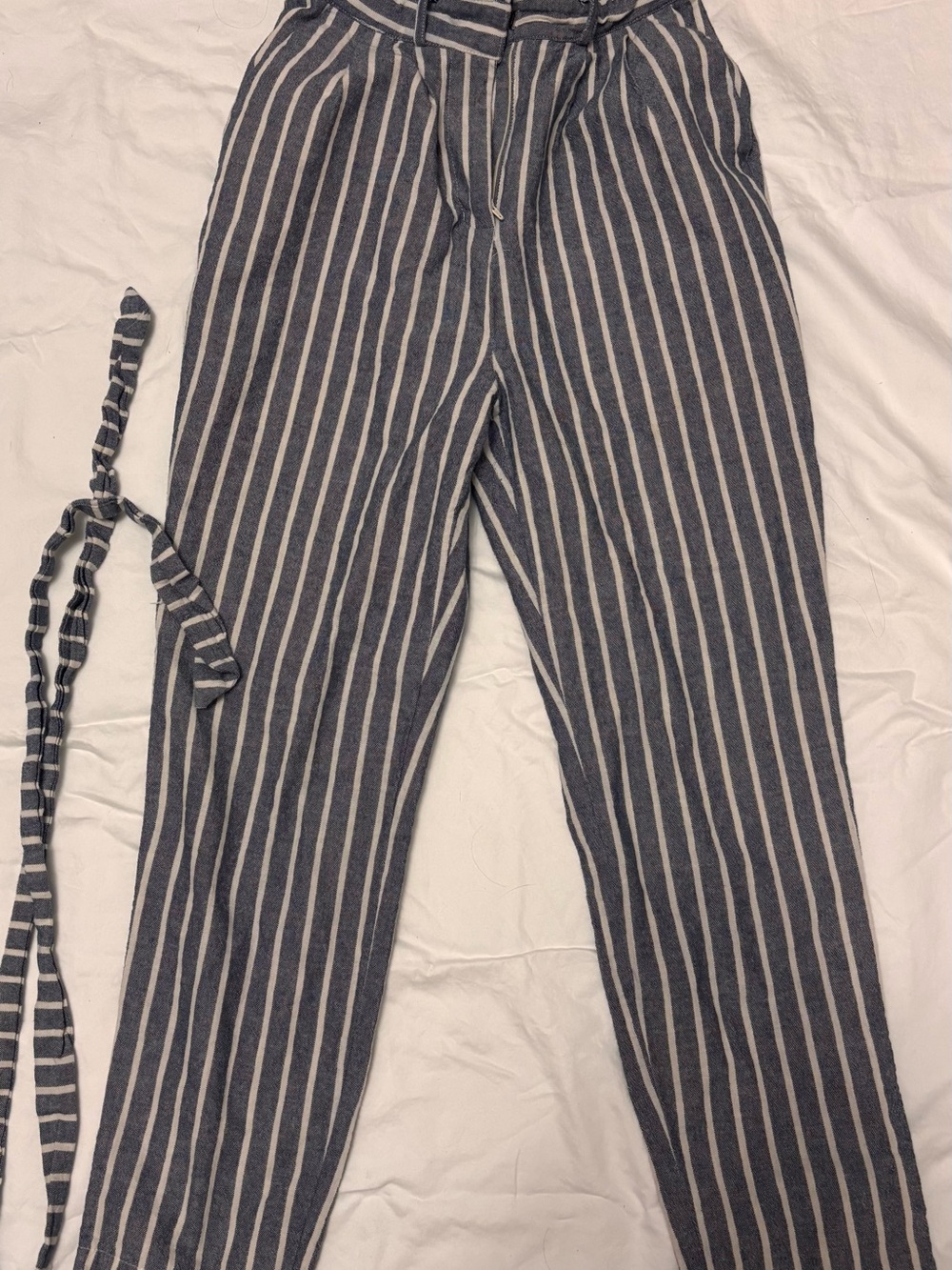 Urban Outfitters Navy & White Striped Paperbag Waist Pants